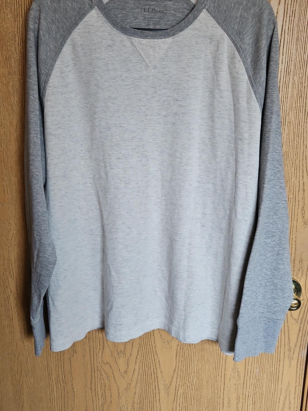 L.L. Bean Light Gray and Heather Gray Raglan Long-Sleeve Shirt